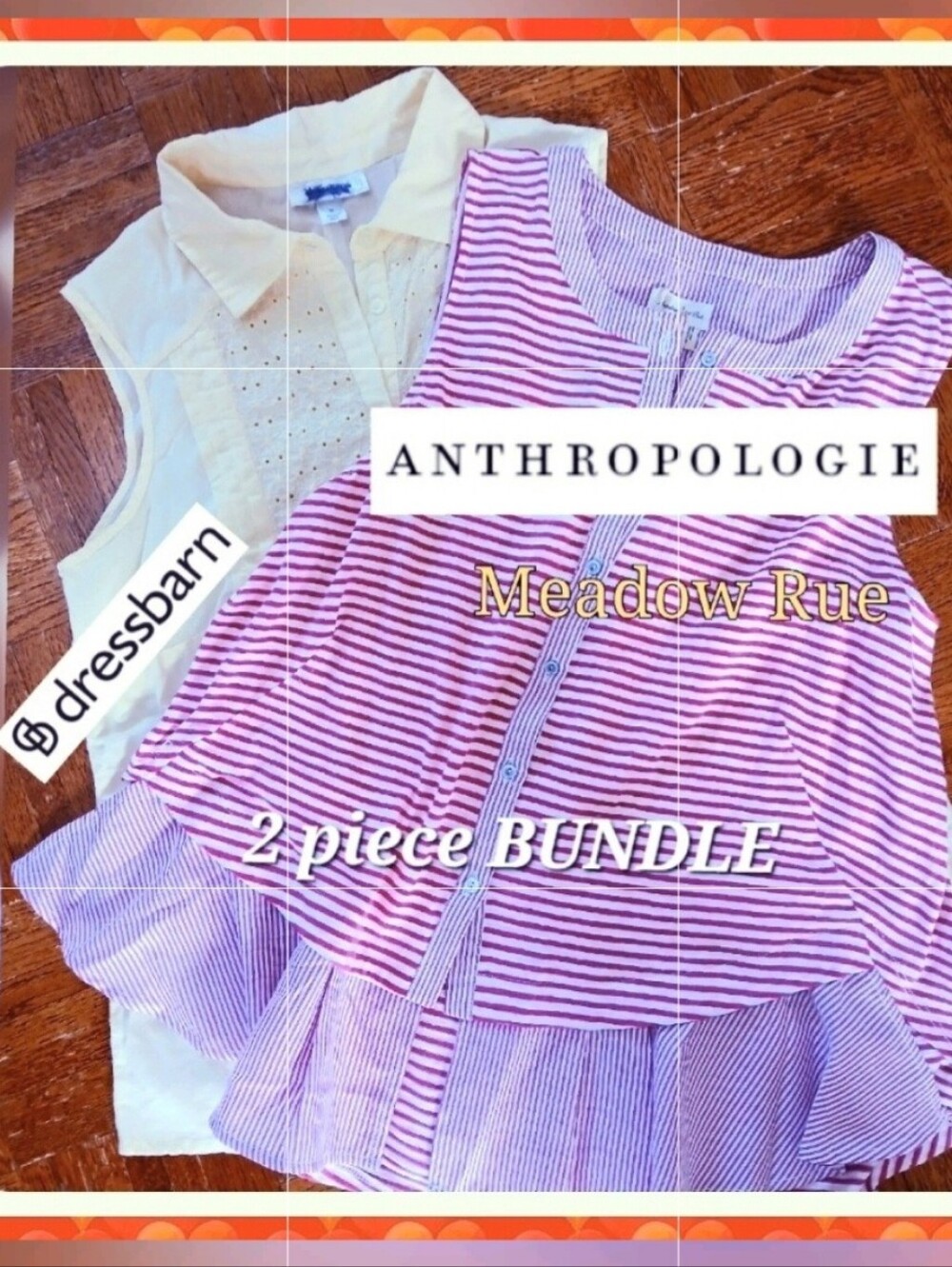 Anthropologie Meadow Rue Red Striped Tank & Soft Yellow Tank 2 PC Bundle LG, M